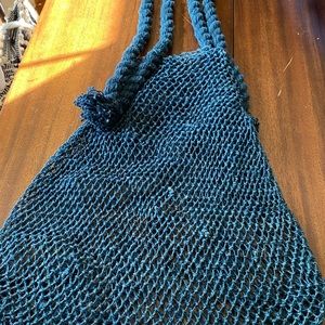 Blue netted beach bag